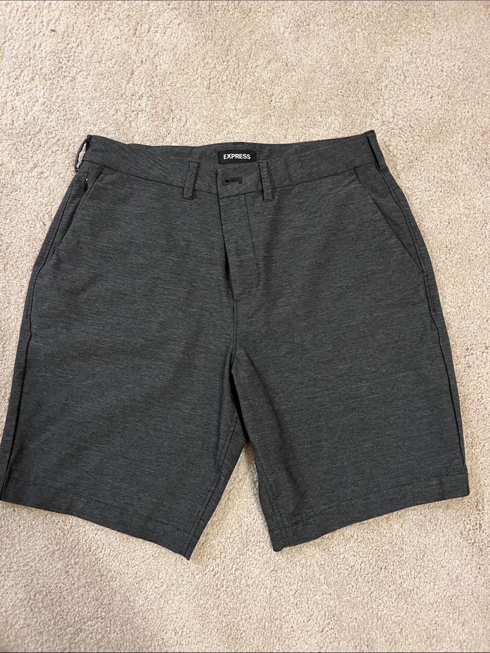 Express Men's Charcoal Flat-Front Performance Shorts